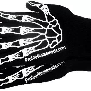Skeleton style Oven Gloves. Rated for up to and not beyond 260°C / 500°F.