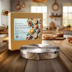 Extra large 19 Piece Stainless Steel Pastry Cutters. ring sizes from  2 to 17.5cm  /  ¾” to 7″in
